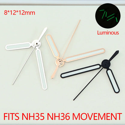 Watch Hands C3 Green Luminous For NH35 NH36 4R36 Movement Nautilus Pointers
