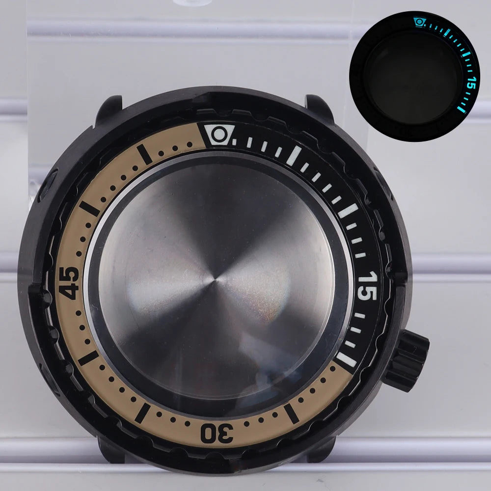 47mm Diver Watch Case Luminous Bezel For NH35 NH36 NH34 NH38 4R36 Tuna Can Mod