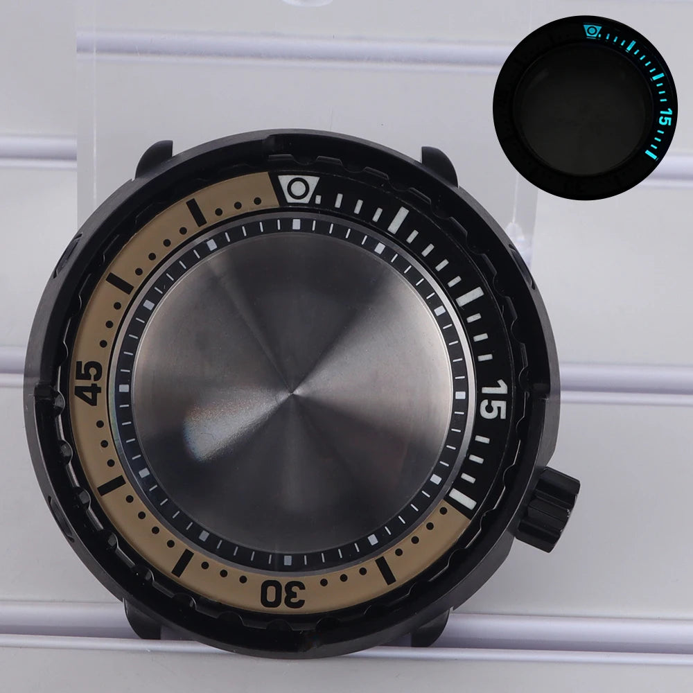 47mm Watch Case Sapphire Crystal For NH35/36 NH38 Modified Tuna Canned C3 Bezel