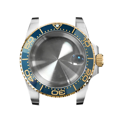 40mm Steel Gold Edge Watch Case Sapphire Date Magnifying Glass for NH35/NH36