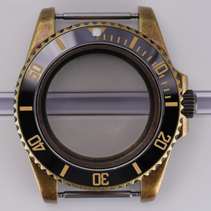 40mm Bronze SUB Watch Case Bezel For NH35/36 GMT NH34/38 4R36 Sapphire Crystal