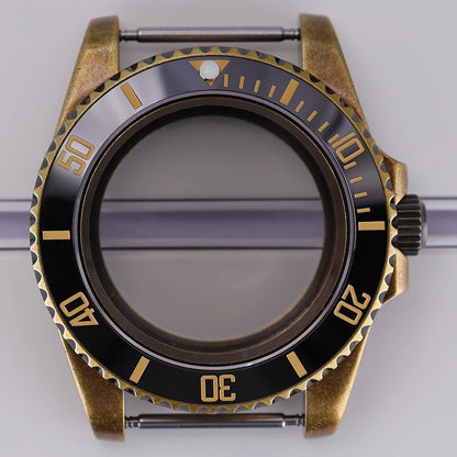 Bronze 40mm Watch Case Ceramic Bezel For SUB NH35/36/34/38/70 Sapphire Glass