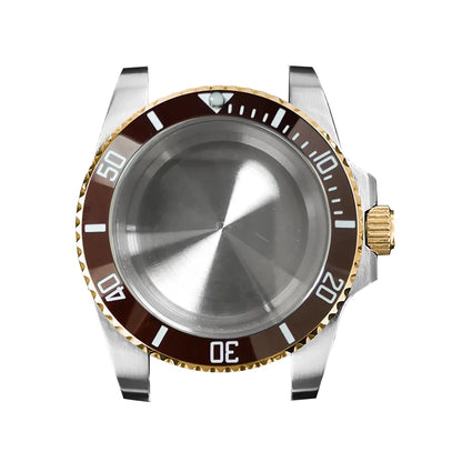 316L Watch Case 40mm Gold Edge Sapphire Flat Glass for NH35/ NH36 Modification