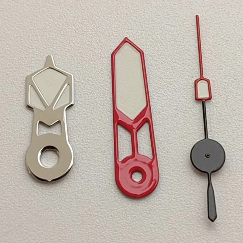 Modified Green Luminous Silver-Red-Black Watch Hands for NH35/NH36/4R/7S
