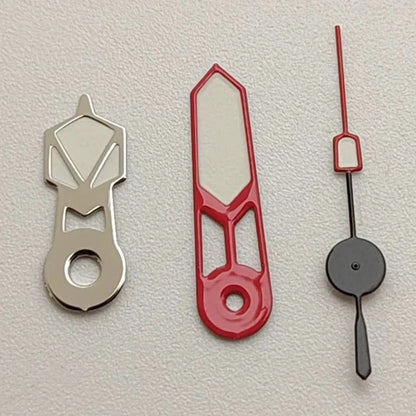Modified Green Luminous Silver-Red-Black Watch Hands for NH35/NH36/4R/7S