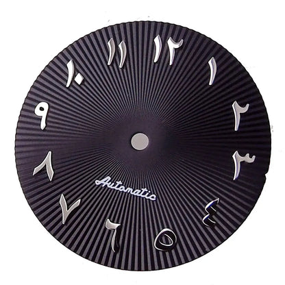29mm ice blue Middle East numeral dial for 36-39mm fluted bezel watches, compatible with Miyota NH35/NH36 ETA PT.