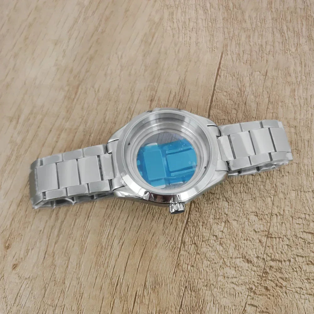 41MM Watch Case with Sapphire Crystal Clear Back+Strap+Dial+Hand for NH35/NH36