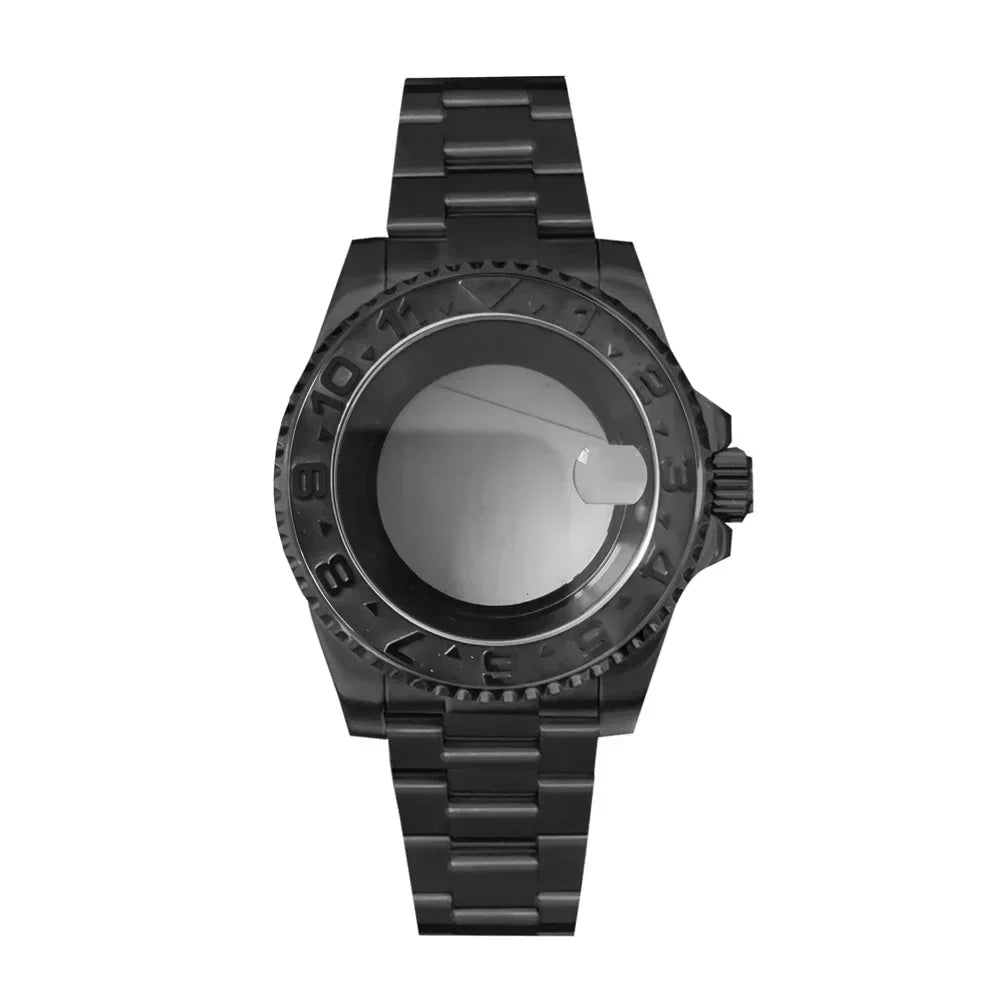 40MM Black Watch Case + Strap SUB Steel Case with Sapphire Crystal for NH35 NH36