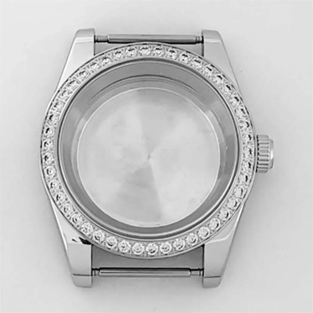 39mm Stainless Steel Diamond Sapphire Glass Watch Case for NH35 NH36 Movement