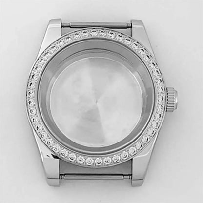 39mm Stainless Steel Diamond Sapphire Glass Watch Case for NH35 NH36 Movement