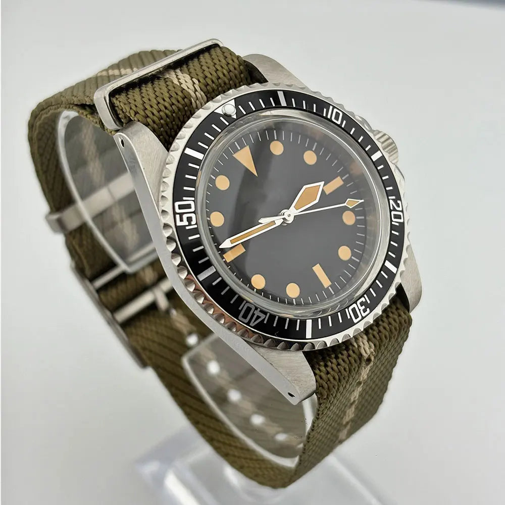 40mm Vintage 316L Steel Watch Case with Waterproof  For NH34/35 Nylon Strap