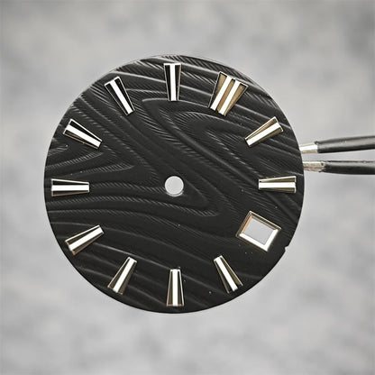 28.5mm Green Luminous Watch Dial Wood Texture for SKX007 NH35/NH36/4R/7S