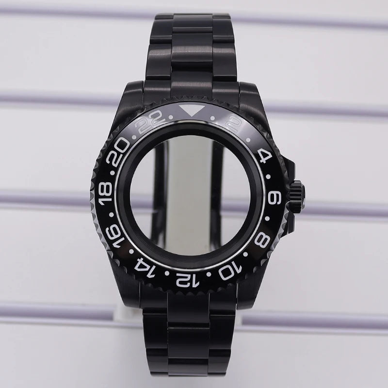 40mm PVD Watch Case Strap For NH34/35/36 GMT Eta2824 Miyota8215 Sapphire Crystal