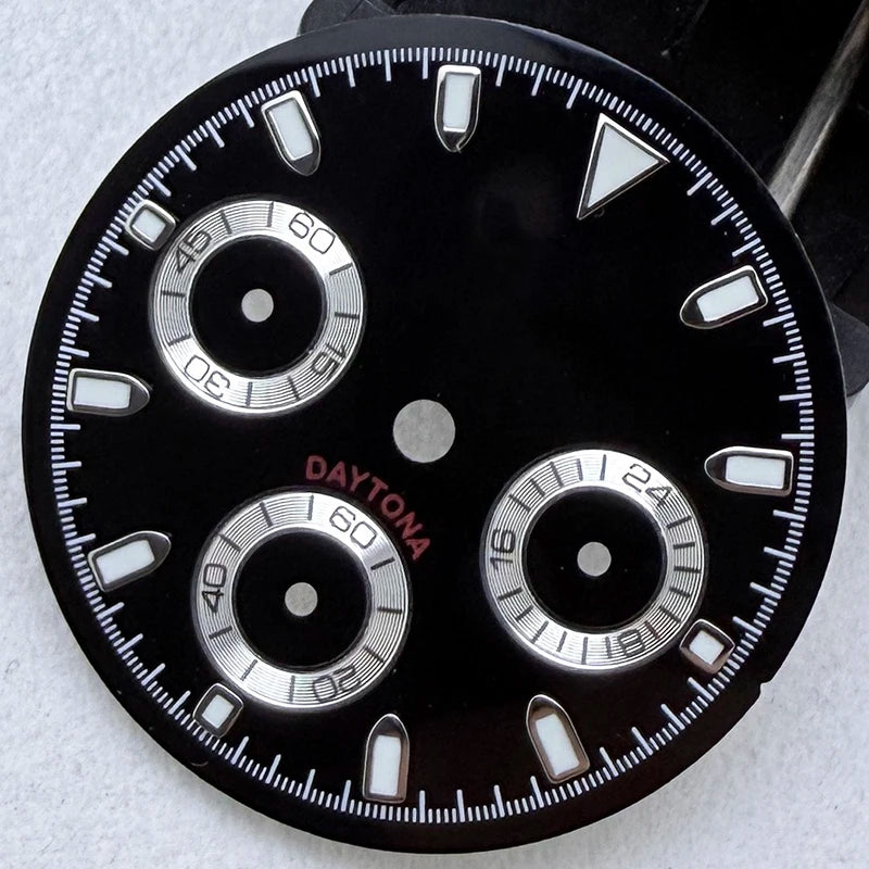 29.5mm VK63 S Logo Dial 3 eyes Green Luminous Fit VK63 Movement Dial Watch