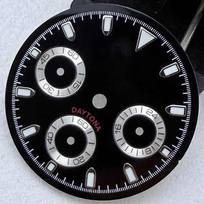 29.5mm VK63 S Logo Dial 3 eyes Green Luminous Fit VK63 Movement Dial Watch
