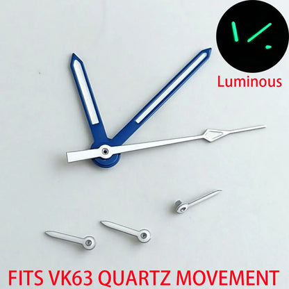 Green luminous watch hands for VK63 VK63A quartz movement, enhancing readability and style