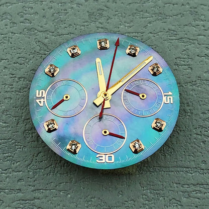 40mm Diamond Bezel Aurora Dial 316l Steel Sapphire Glass Case Suitable For VK63