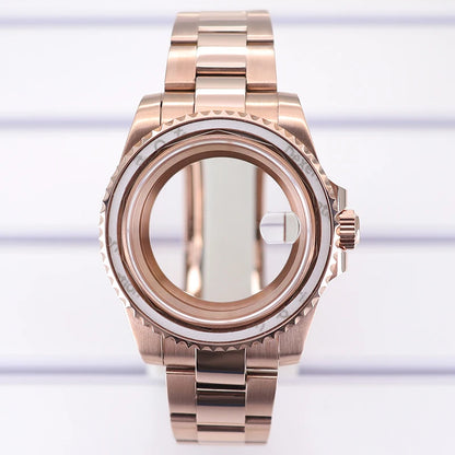 40mm Steel Rose Gold Watch Case No bezel For NH35/34/36/70 Eta2824 Miyota8215