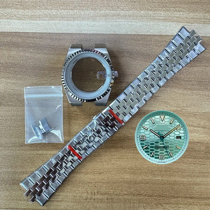 39.5mm Land-Dweller Watch Case Set Strap+Dial+Hands Lume Sapphire Glass Fit NH35