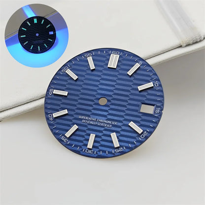 28.5mm Watch Dial Metallic Texture Surface Log BGW9 Luminous for NH35 Movement