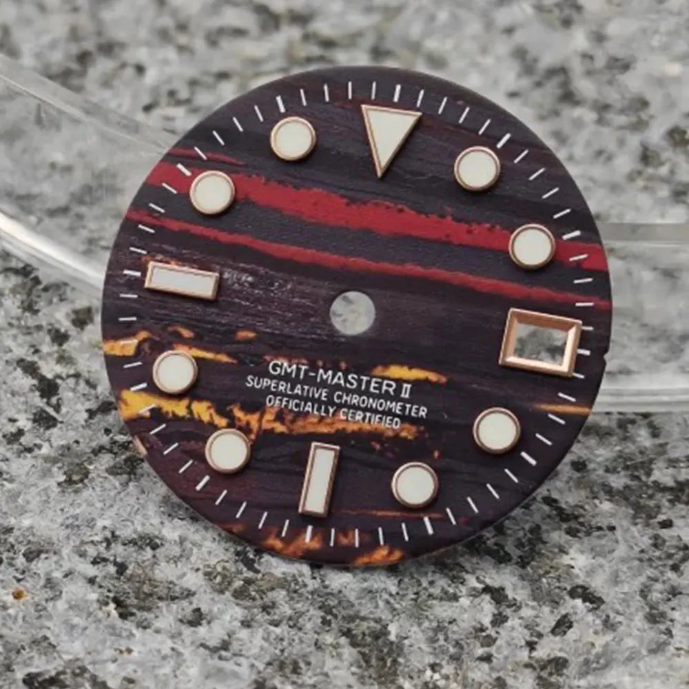 GMT 28.5mm Martian Landscape Modified C3 Luminous Watch dial for NH34 NH35 NH36