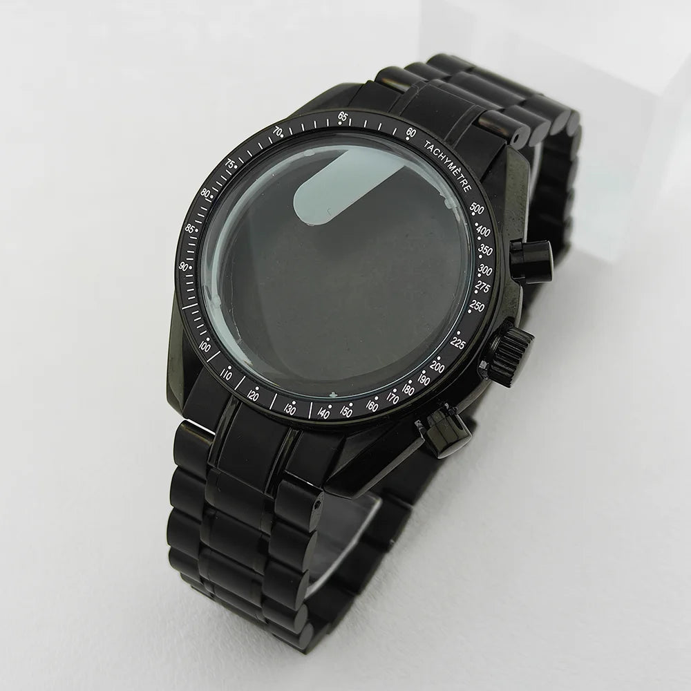 39.7mm Case 20mm Strap for VK63 Watch Head Silver Black Assembled Case Moon Case