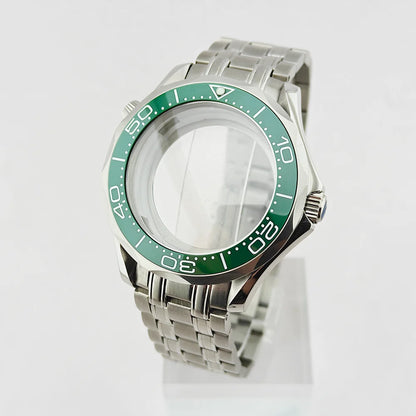 42MM Diving Watch Case Sapphire Glass Unidirectional Rotating Bezel For NH35