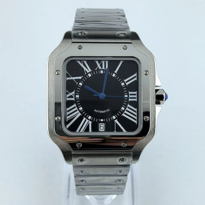 Square Roma Dial Watch Case Folding Buckle Square Case fit NH35 Movement