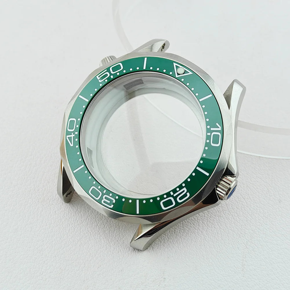 42MM Diving Watch Case Sapphire Glass Unidirectional Rotating Bezel For NH35