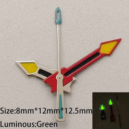 Modified Green Luminous Red-Yellow Watch Hands for NH35/NH36/4R/7S Movement