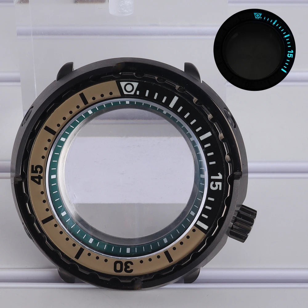47mm Watch Case Sapphire Crystal For NH35/36 NH38 Modified Tuna Canned C3 Bezel