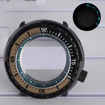 47mm Watch Case Sapphire Crystal For NH35/36 NH38 Modified Tuna Canned C3 Bezel