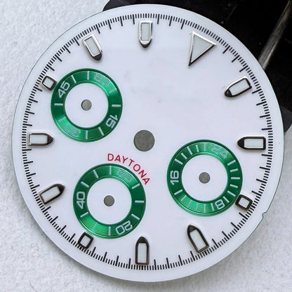 29.5mm VK63 S Logo Dial 3 eyes Green Luminous Fit VK63 Movement Dial Watch