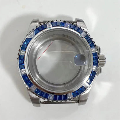 40mm Watch Case for NH35 NH36 Crystal Bezel Solid/Clear Bottom Sapphire Glass