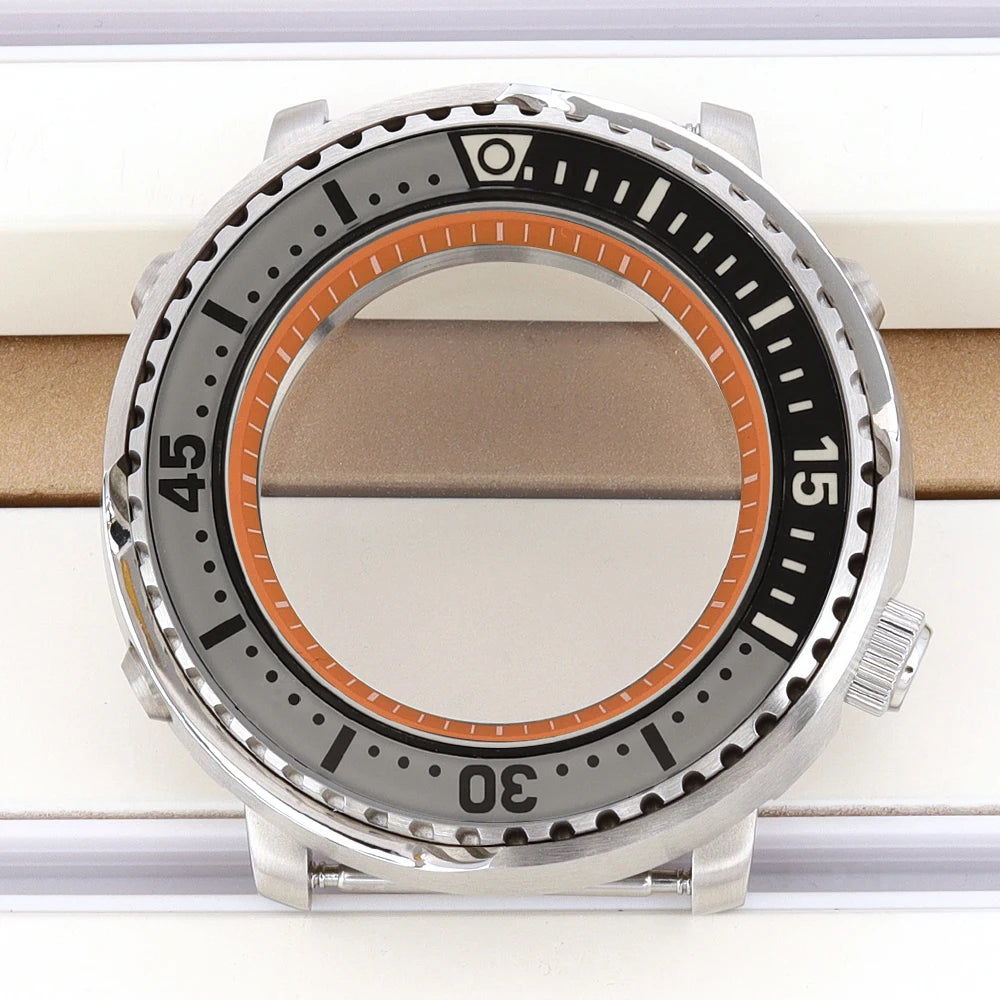 43mm Watch Case For NH34 NH35 NH36 NH38 Tuna Sapphire Crystal Luminous Bezel