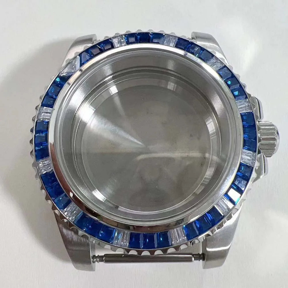 40mm Watch Case for NH35 NH36 Crystal Bezel Solid/Clear Bottom Sapphire Glass