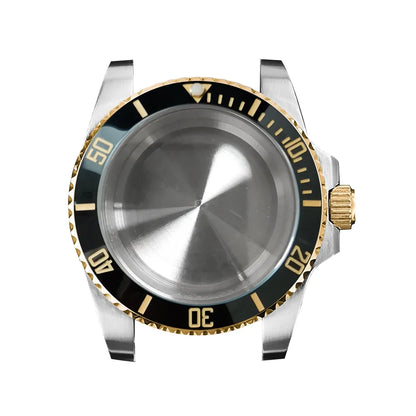316L Watch Case 40mm Gold Edge Sapphire Flat Glass for NH35/ NH36 Modification