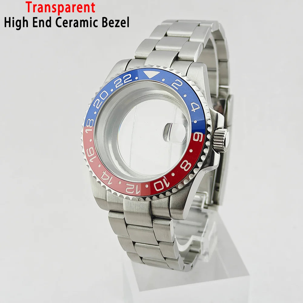 40mm Watch Case Ceramic Bezel SUB Bidirectional Rotating Bezel For NH34 GMT