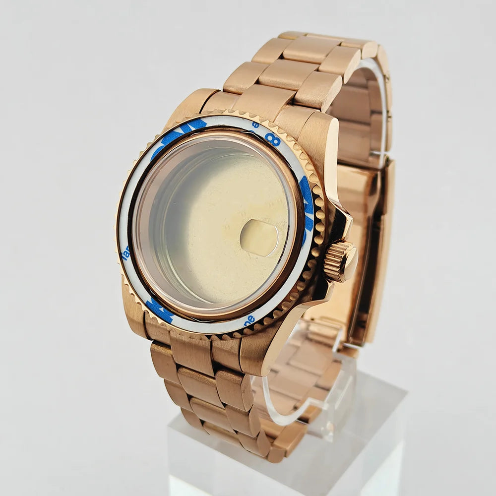 40.5mm SUB Sapphire Crystal Steel Watch Case One-Way Selection Bezel For NH35/36