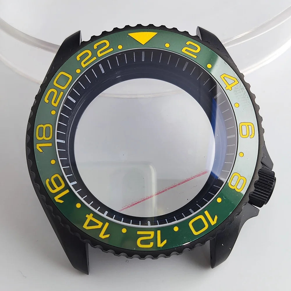 Case 41.5mm Convex Sapphire Glass Ceramic Bezel Stainless Steel Black Matte Waterproof Case Fit NH 35 NH36 Movement Case