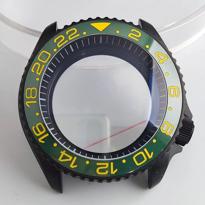 Case 41.5mm Convex Sapphire Glass Ceramic Bezel Stainless Steel Black Matte Waterproof Case Fit NH 35 NH36 Movement Case