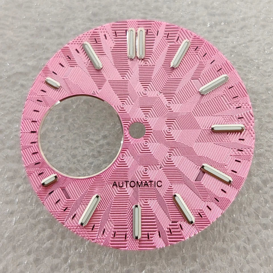 28.5mm Watch Dial Geometric Shapes Texture with Green Luminous for NH38 Movement