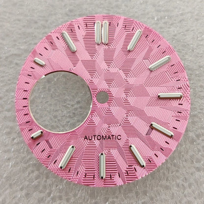 28.5mm Watch Dial Geometric Shapes Texture with Green Luminous for NH38 Movement