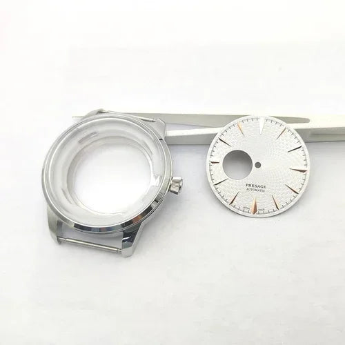 40mm  Steel Watch Case Dial Hands Kit for NH36 NH38 Bubble Mirror Shell Kit