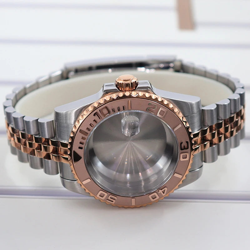 40mm Watch Case Sapphire For Nh35/36 Eta2824 8215 120 Clicks Bezel YACHT MASTER
