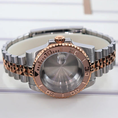 40mm Watch Case Sapphire For Nh35/36 Eta2824 8215 120 Clicks Bezel YACHT MASTER