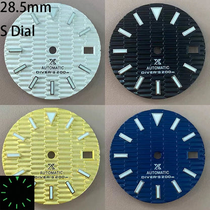 28.5mm NH35 Dial S Logo Dial 3D Ripples Watch Dial For NH35/NH36 Vertical Lines