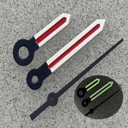 Black+Red+White Watch Hands with Green Luminous for NH35 NH36 4R 7S Movement