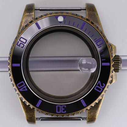 Bronze 40mm Watch Case Ceramic Bezel For SUB NH35/36/34/38/70 Sapphire Glass