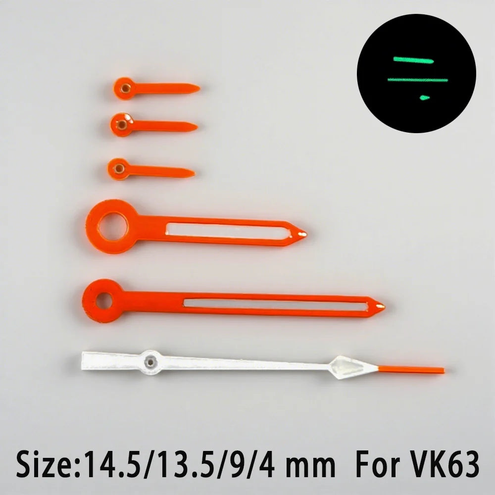 C3 Green Luminous Watch Hands For VK63 Movement Wristwatches fit 32.5mm Dials